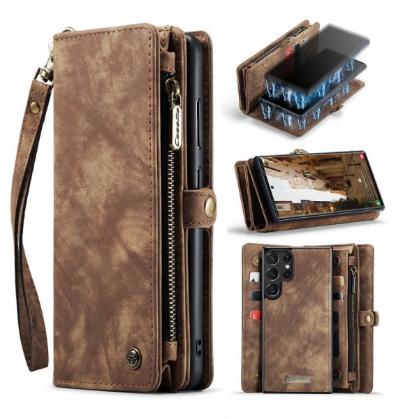 CaseMe Samsung Galaxy S23 Ultra Fodral 008 Series Löstagbart Skal Brun
