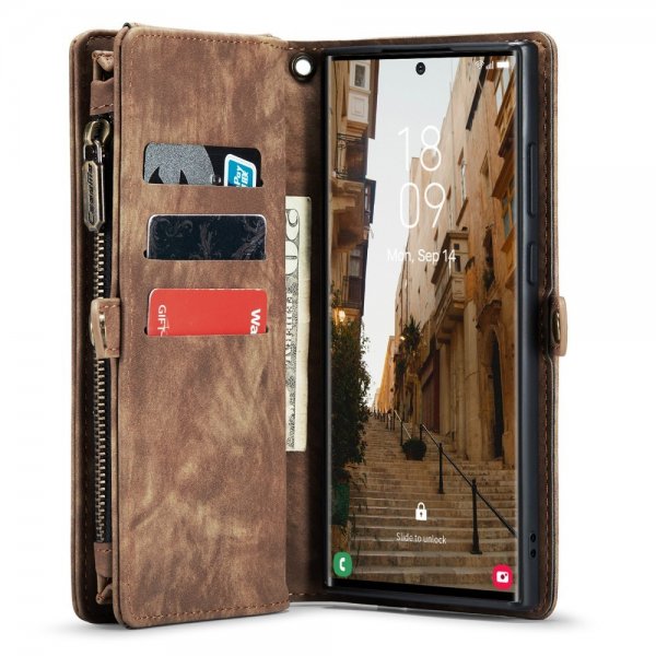 CaseMe Samsung Galaxy S23 Ultra Fodral 008 Series Löstagbart Skal Brun