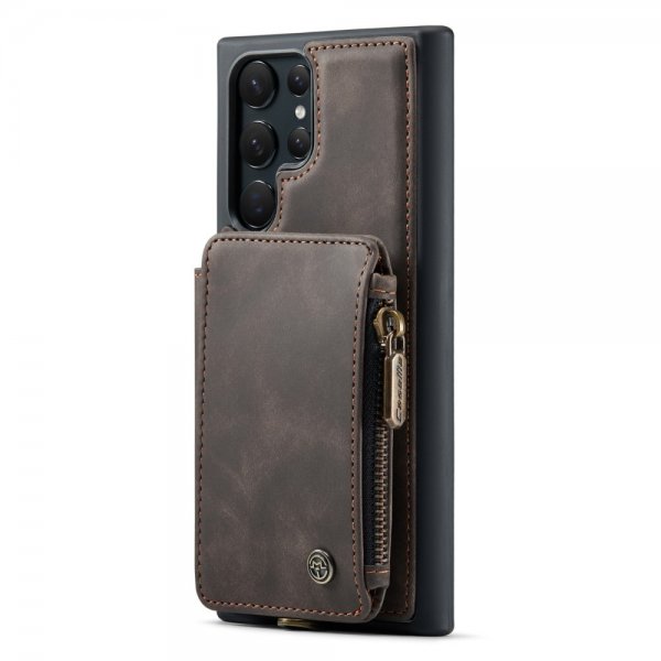 CaseMe Samsung Galaxy S23 Ultra Skal C20 Kortfack Dragkedja Kaffe