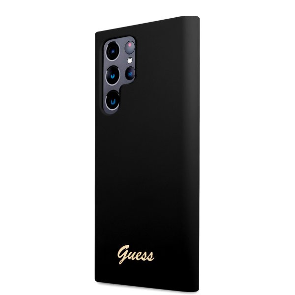 Guess Samsung Galaxy S23 Ultra Skal Liquid Silicone Metal Logo Svart