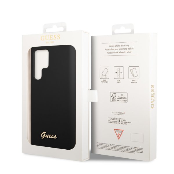 Guess Samsung Galaxy S23 Ultra Skal Liquid Silicone Metal Logo Svart