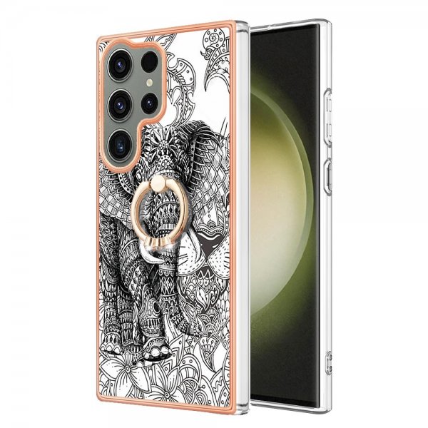 Samsung Galaxy S23 Ultra Skal med Finger Ring Motiv Elefant