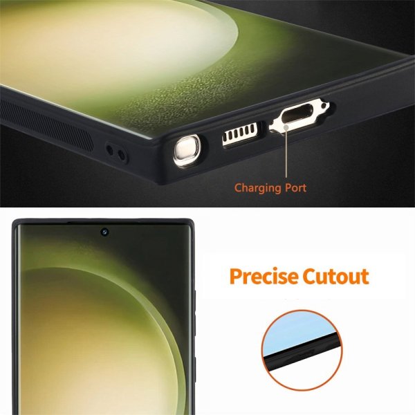 Enkay Samsung Galaxy S23 Ultra Skal med Skärmskydd Lädertextur Blå
