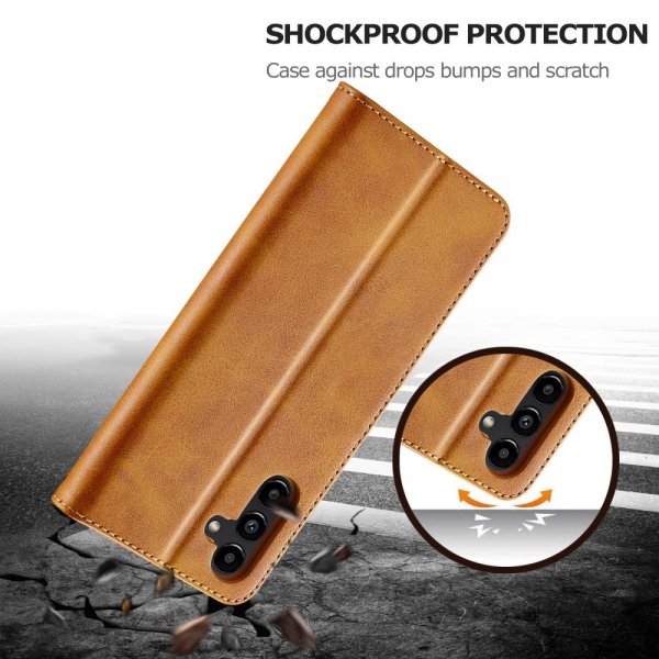 Lc.Imeeke Samsung Galaxy S24 FE Fodral med Kortfack Stativfunktion Ljusbrun
