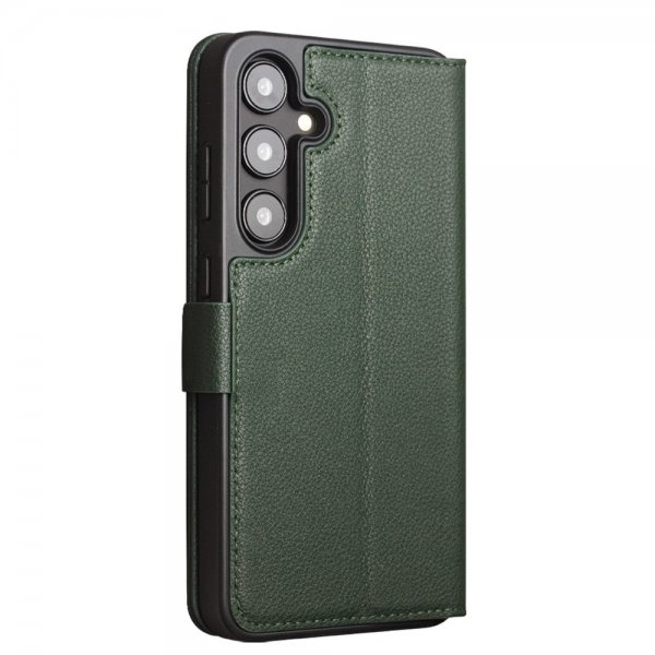 Qialino Samsung Galaxy S24 Fodral Äkta Läder Grön