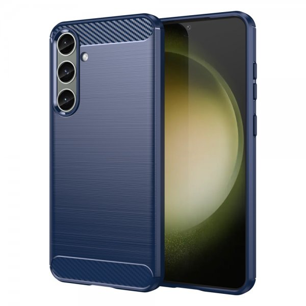 Samsung Galaxy S24 Plus Skal Borstad Kolfibertextur Blå
