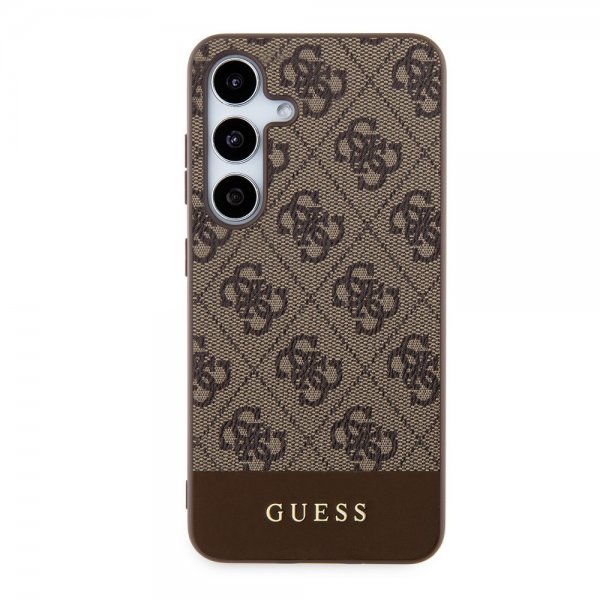 Guess Samsung Galaxy S24 Plus Skal Bottom Stripe Metal Logo Brun
