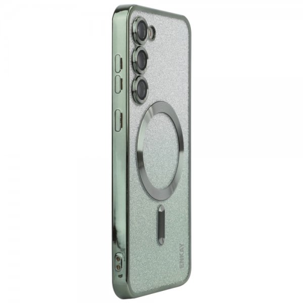 Enkay Samsung Galaxy S24 Plus Skal Pläterad Kant Glitter MagSafe Grön