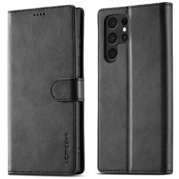 Lc.Imeeke Samsung Galaxy S24 Ultra Fodral med Kortfack Stativfunktion Svart