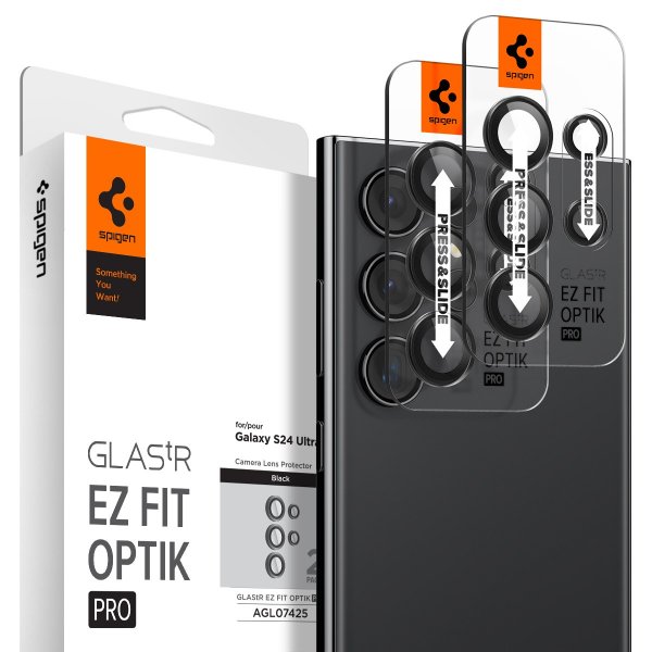 Spigen Samsung Galaxy S24 Ultra Kameraskydd GLAS.tR EZ Fit Optik Pro 2-pack Svart