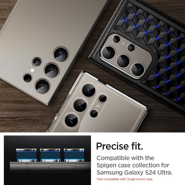 Spigen Samsung Galaxy S24 Ultra Kameraskydd GLAS.tR EZ Fit Optik Pro 2-pack Grå