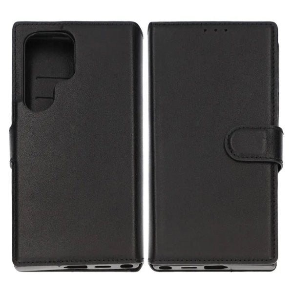 Rvelon Samsung Galaxy S24 Ultra Fodral Äkta Läder Kortfack Svart