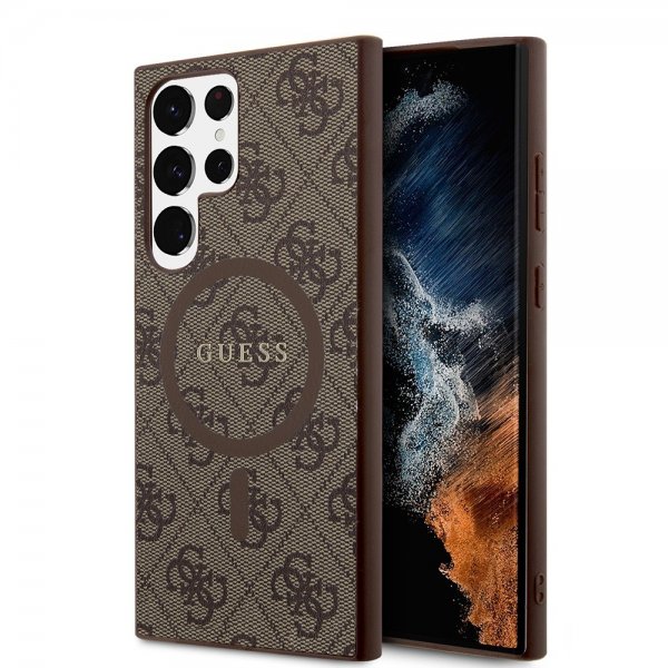 Guess Samsung Galaxy S24 Ultra Skal 4G Pattern MagSafe Brun