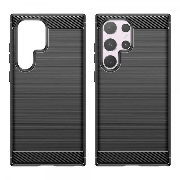 Samsung Galaxy S24 Ultra Skal Borstad Kolfibertextur Svart