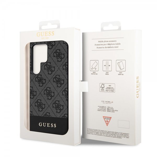 Guess Samsung Galaxy S24 Ultra Skal Bottom Stripe Metal Logo Svart