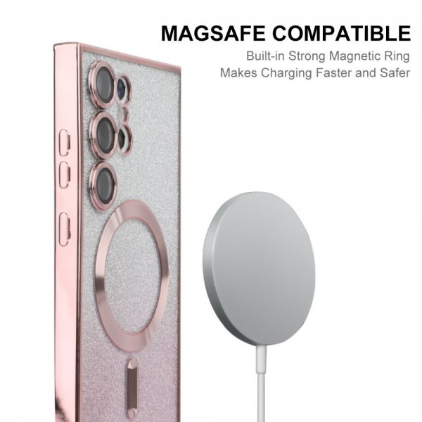 Enkay Samsung Galaxy S24 Ultra Skal Pläterad Kant Glitter MagSafe Lila