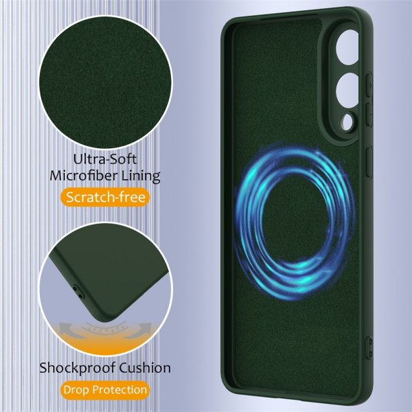 Samsung Galaxy S25 Edge Skal med Strap Silikon MagSafe Mörkgrön