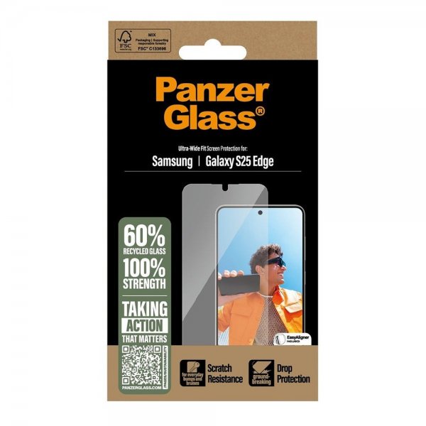 PanzerGlass Samsung Galaxy S25 Edge Skärmskydd Ultra-Wide Fit EasyAligner