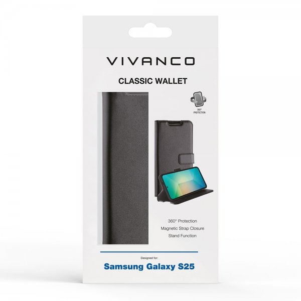 Vivanco Samsung Galaxy S25 Fodral Classic Wallet Svart