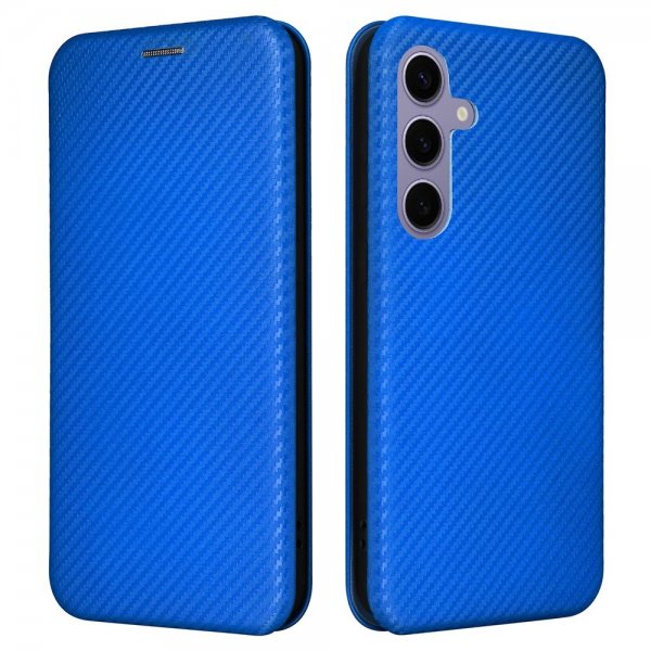 Samsung Galaxy S25 Fodral Kolfibertextur Blå