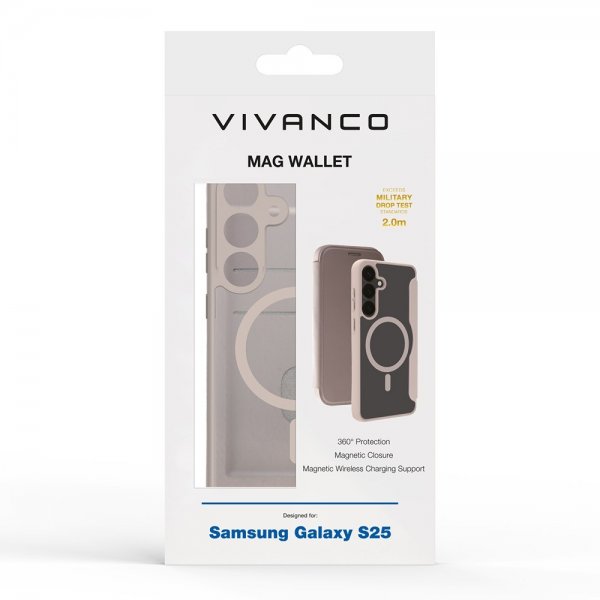 Vivanco Samsung Galaxy S25 Fodral Mag Wallet Greige