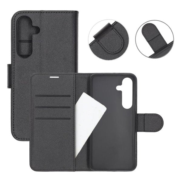 Samsung Galaxy S25 Fodral med Kortfack Stativfunktion Svart