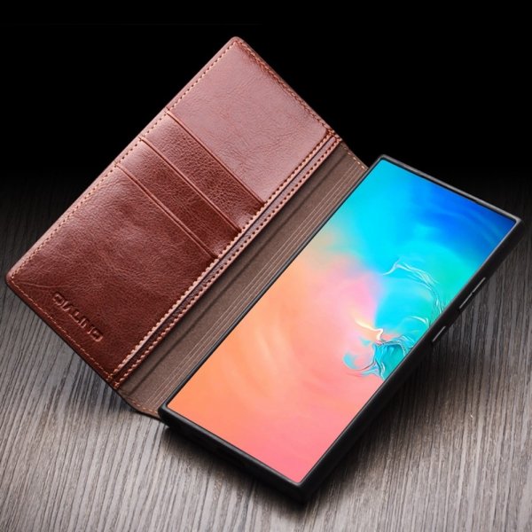 Qialino Samsung Galaxy S25 Plus Fodral Äkta Läder Svart