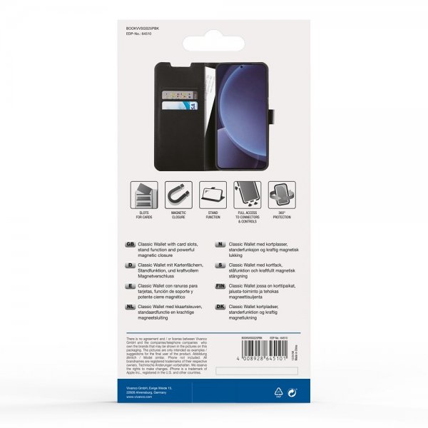 Vivanco Samsung Galaxy S25 Plus Fodral Classic Wallet Svart