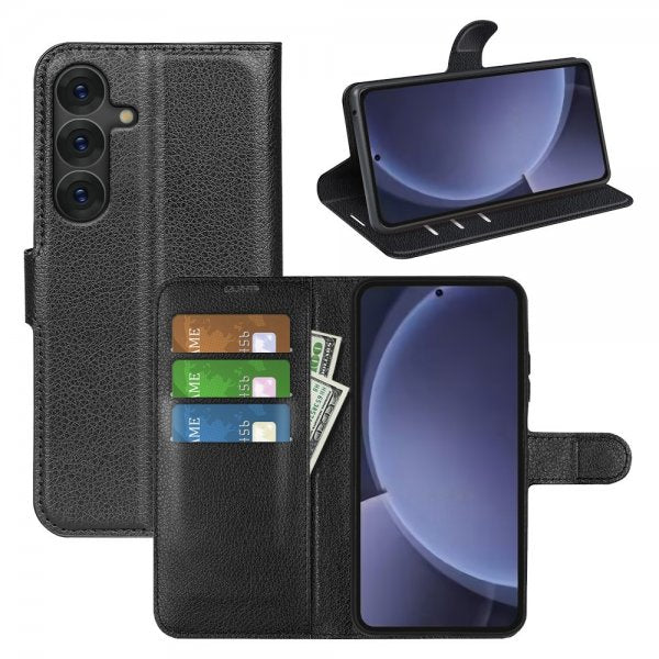 Samsung Galaxy S25 Plus Fodral Litchi Svart