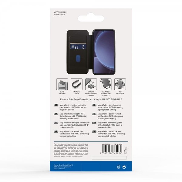 Vivanco Samsung Galaxy S25 Plus Fodral Mag Wallet Svart