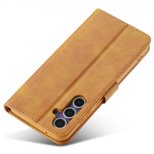 Lc.Imeeke Samsung Galaxy S25 Plus Fodral med Kortfack Stativfunktion Ljusbrun