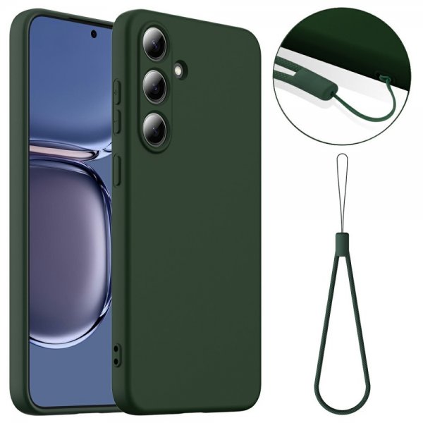 Samsung Galaxy S25 Plus Skal med Strap Silikon MagSafe Mörkgrön