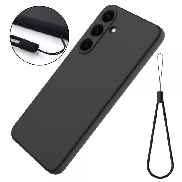 Samsung Galaxy S25 Plus Skal med Strap Silikon Svart