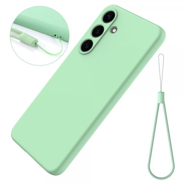 Samsung Galaxy S25 Skal med Strap Silikon Grön