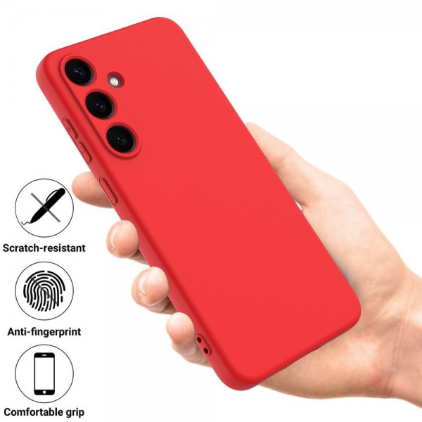 Samsung Galaxy S25 Skal med Strap Silikon Röd