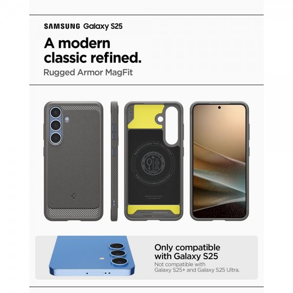 Spigen Samsung Galaxy S25 Skal Rugged Armor MagFit Marble Gray