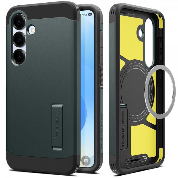 Spigen Samsung Galaxy S25 Skal Tough Armor MagFit Abyss Green