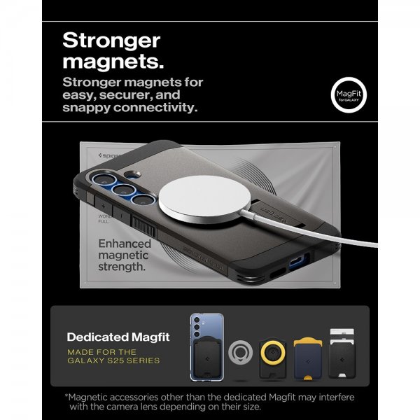 Spigen Samsung Galaxy S25 Skal Tough Armor MagFit Gunmetal