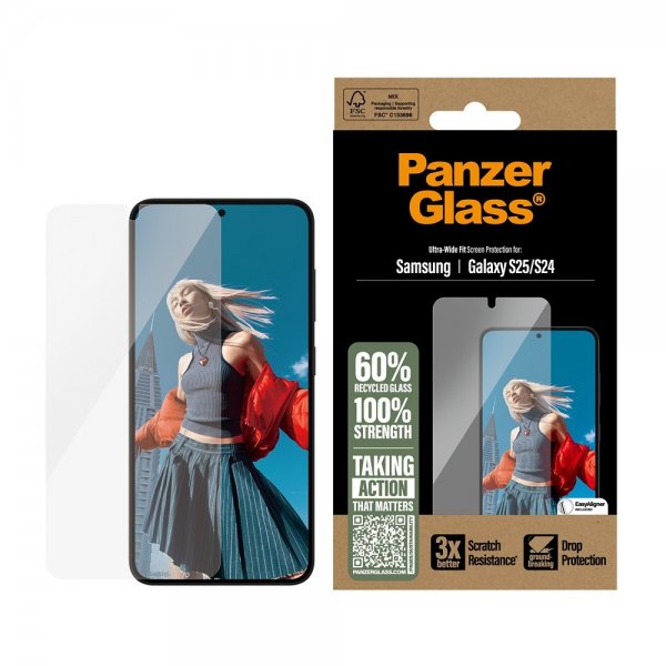 PanzerGlass Samsung Galaxy S24/Galaxy S25 Skärmskydd Ultra-Wide Fit EasyAligner