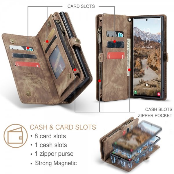 CaseMe Samsung Galaxy S25 Ultra Fodral 008 Series Löstagbart Skal Brun