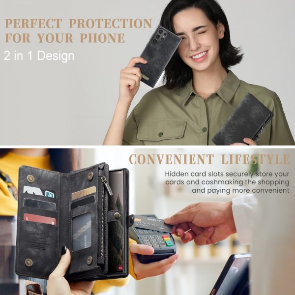 CaseMe Samsung Galaxy S25 Ultra Fodral 008 Series Löstagbart Skal Svart