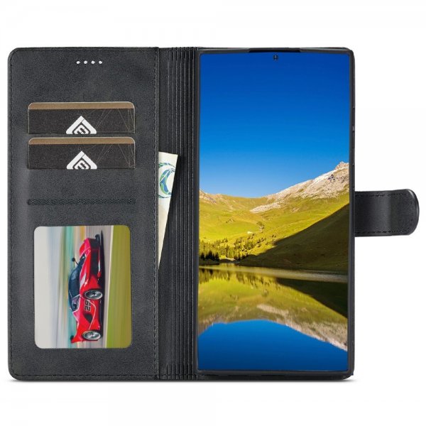 Lc.Imeeke Samsung Galaxy S25 Ultra Fodral med Kortfack Stativfunktion Svart