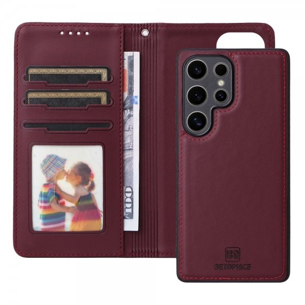 Betopnice Samsung Galaxy S25 Ultra Fodral med Löstagbart Skal 005 Röd