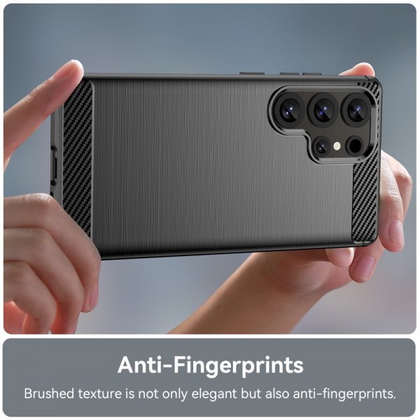 Samsung Galaxy S25 Ultra Skal Borstad Kolfibertextur Svart
