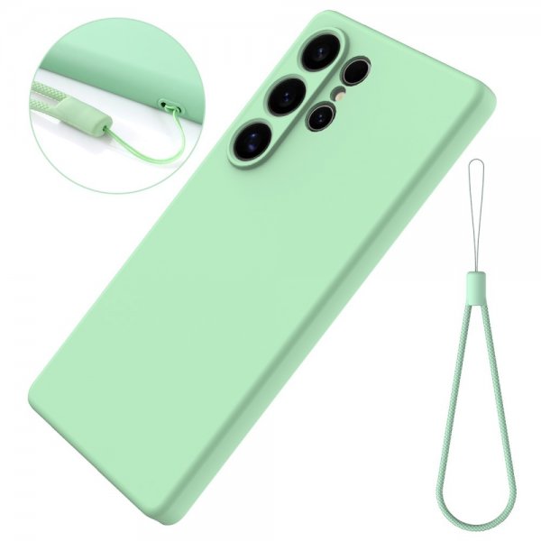 Samsung Galaxy S25 Ultra Skal med Strap Silikon Grön