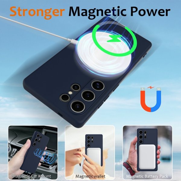 Samsung Galaxy S25 Ultra Skal med Strap Silikon MagSafe Mörkblå