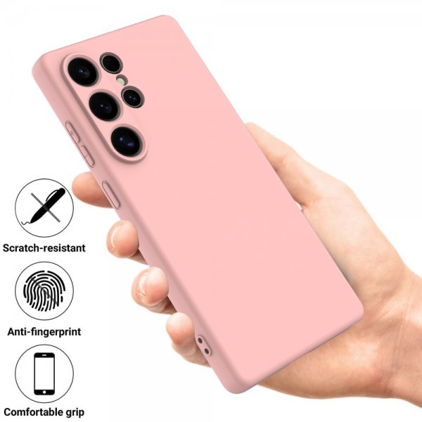 Samsung Galaxy S25 Ultra Skal med Strap Silikon Rosa