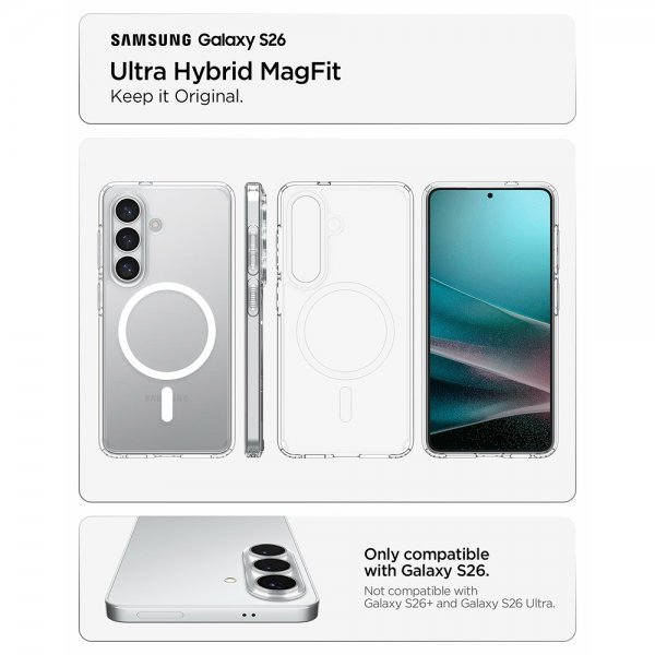Spigen Samsung Galaxy S26 Skal Ultra Hybrid MagFit Clear White