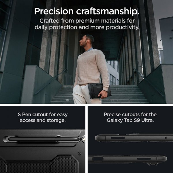 Spigen Samsung Galaxy Tab S8 Ultra/S9 Ultra/S10 Ultra Fodral Rugged Armor Pro Svart