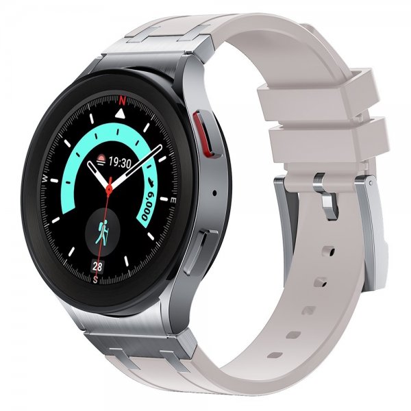 Samsung Galaxy Watch 20mm Armband i Silikon Silver Spänne Beige